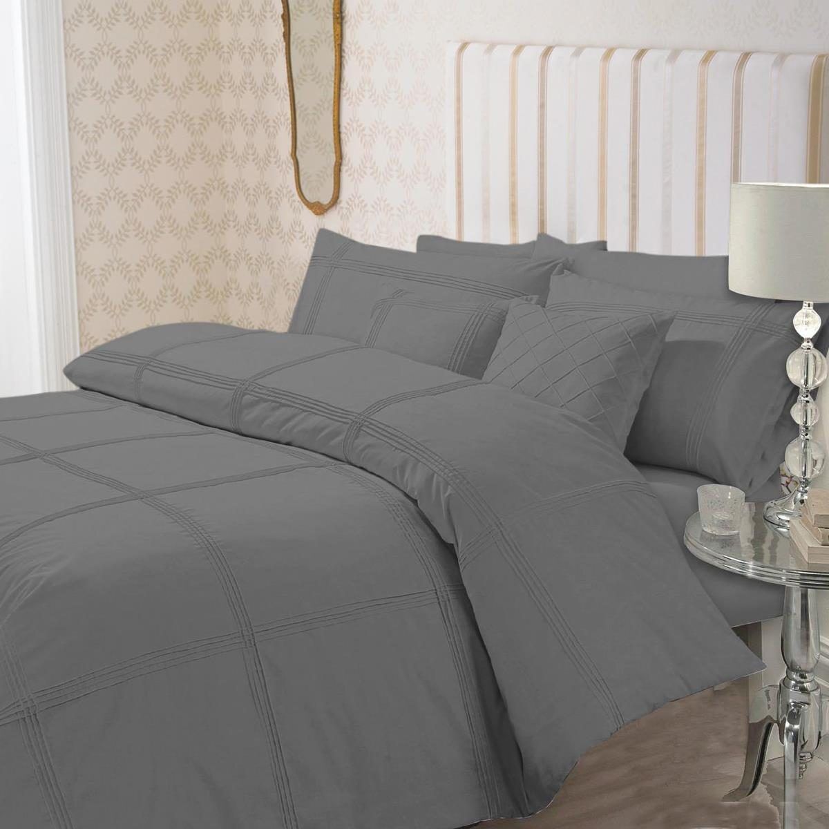 8 Pcs Dyed Pleated Grey Bed Sheet Set With Quilt Pillow And Cushions Covers Hutchpk Online 2866