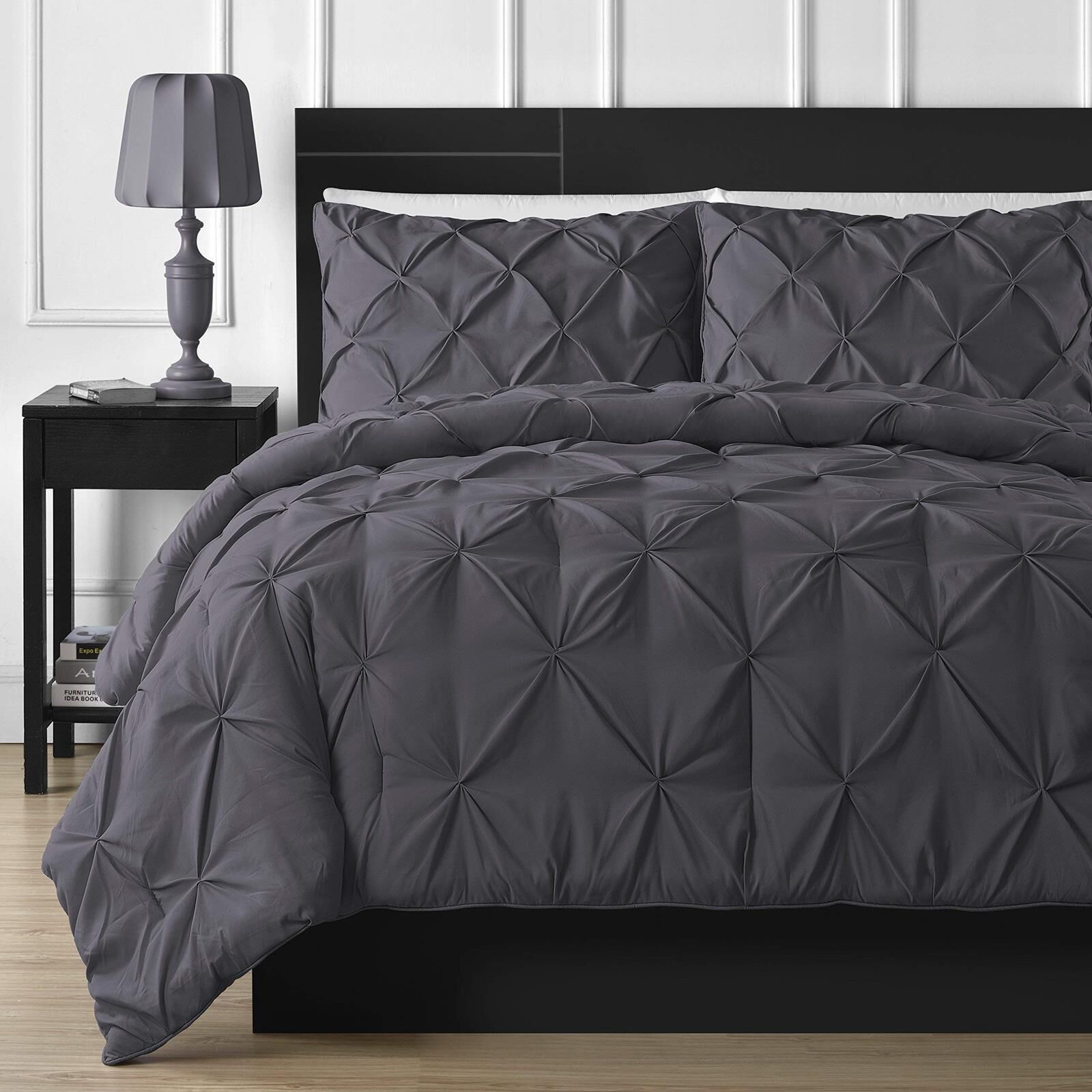 Diamond Grey Bed Sheet Set with Quilt, Pillow and Cushions Covers 02